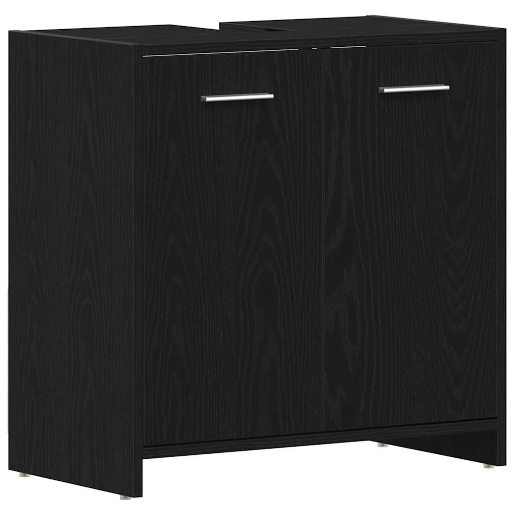 Mobile Lavabo Bagno Rovere Nero 60X30X60Cm In Legno Multistrato