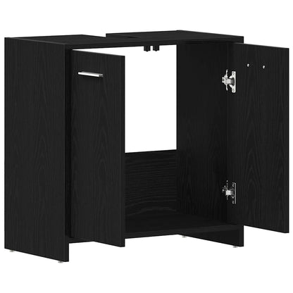 Mobile Lavabo Bagno Rovere Nero 60X30X60Cm In Legno Multistrato