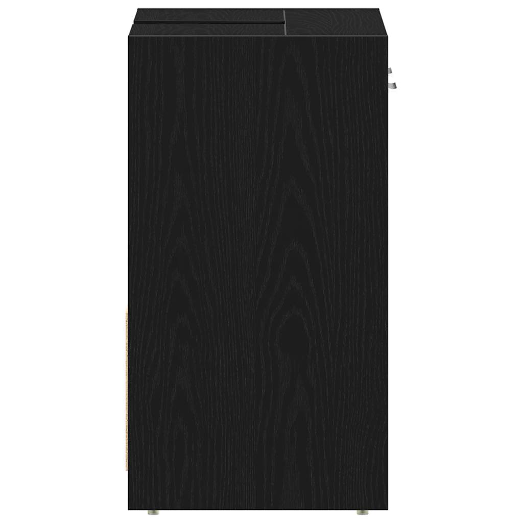Mobile Lavabo Bagno Rovere Nero 60X30X60Cm In Legno Multistrato