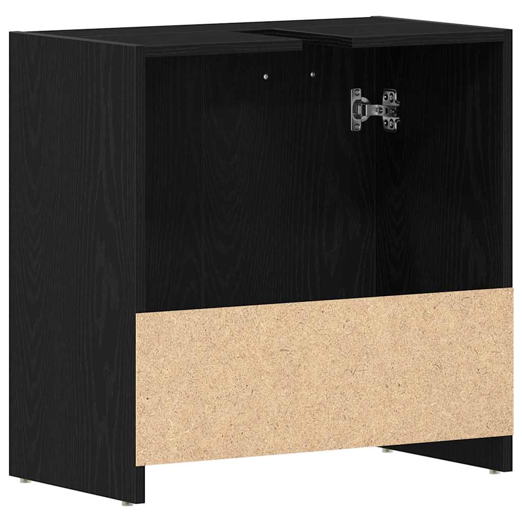 Mobile Lavabo Bagno Rovere Nero 60X30X60Cm In Legno Multistrato