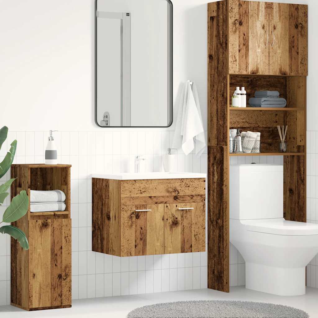 Mobile Lavabo Bagno 60X38,5X46 Cm In Truciolato Legno Antico