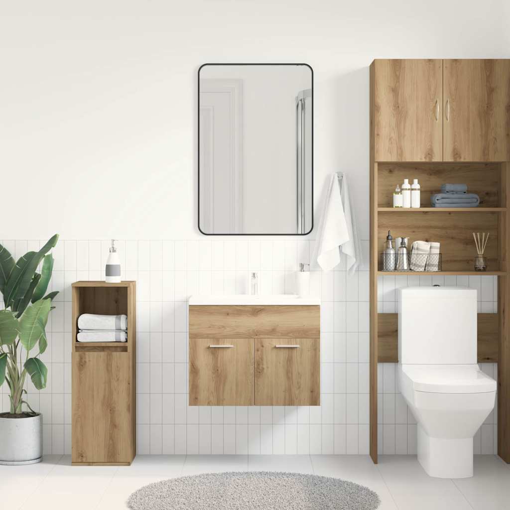 Mobile Lavabo Bagno 60X38,5X46 Cm Truciolato Rovere Artigianale