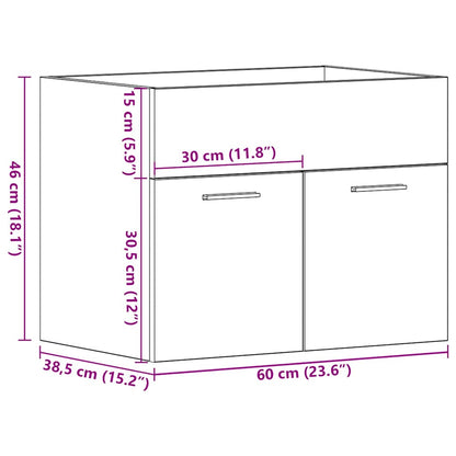 Mobile Lavabo Bagno 60X38,5X46 Cm Truciolato Rovere Artigianale