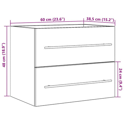 Mobile Lavabo Da Bagno 60X38,5X48 Cm In Truciolato Legno Antico