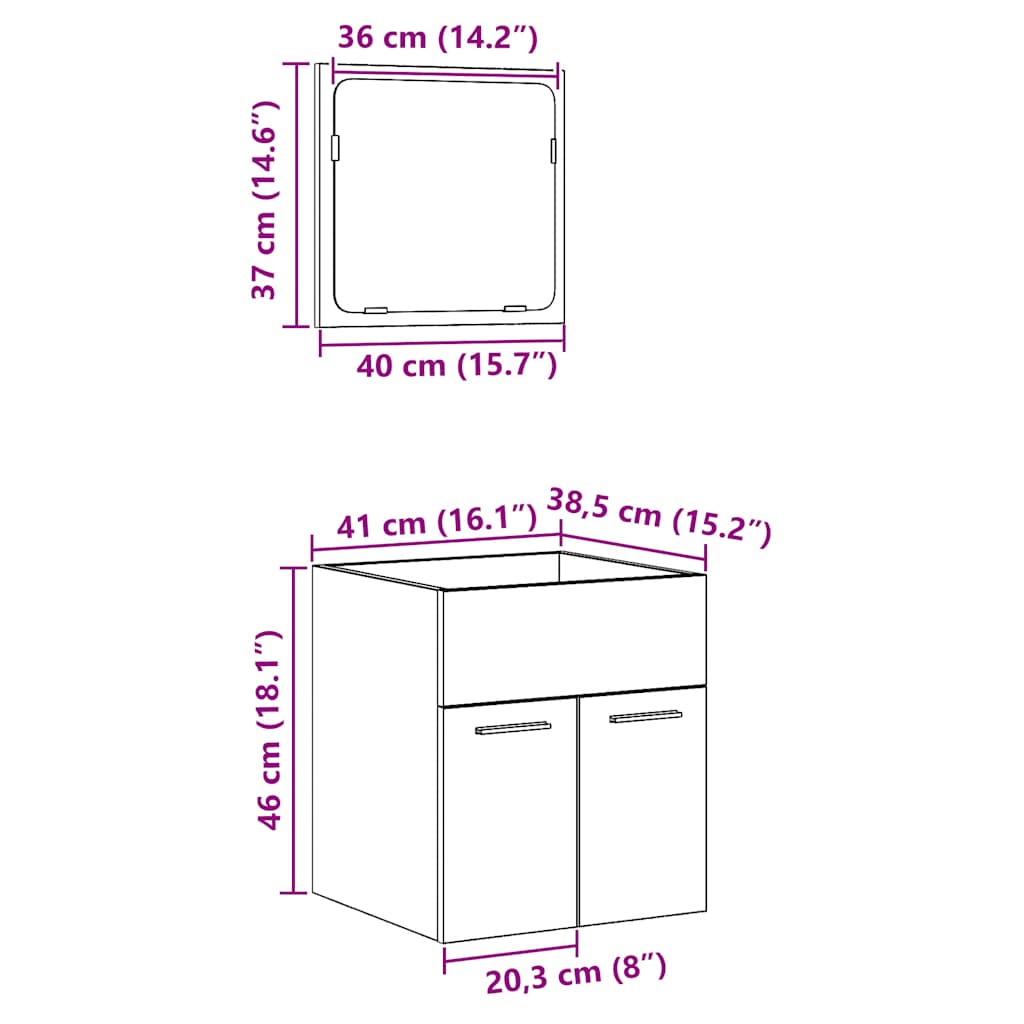 Set Mobili Da Bagno 2 Pz Legno Multistrato
