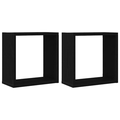 Mensole Parete A Cubo 2 Pz Truciolato Rovere Nero