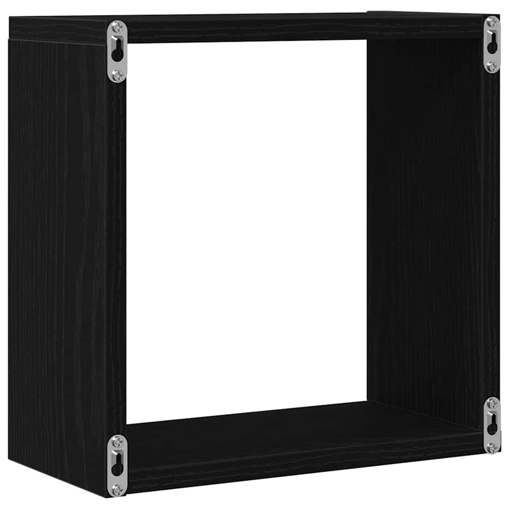 Mensole Parete A Cubo 2 Pz Truciolato Rovere Nero