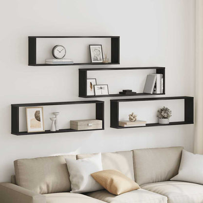 Mensole Parete A Cubo 2 Pz Truciolato Rovere Nero