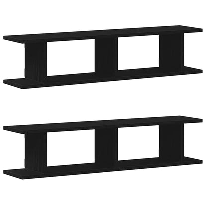 Mensole Da Parete 2 Pz In Truciolato Rovere Nero