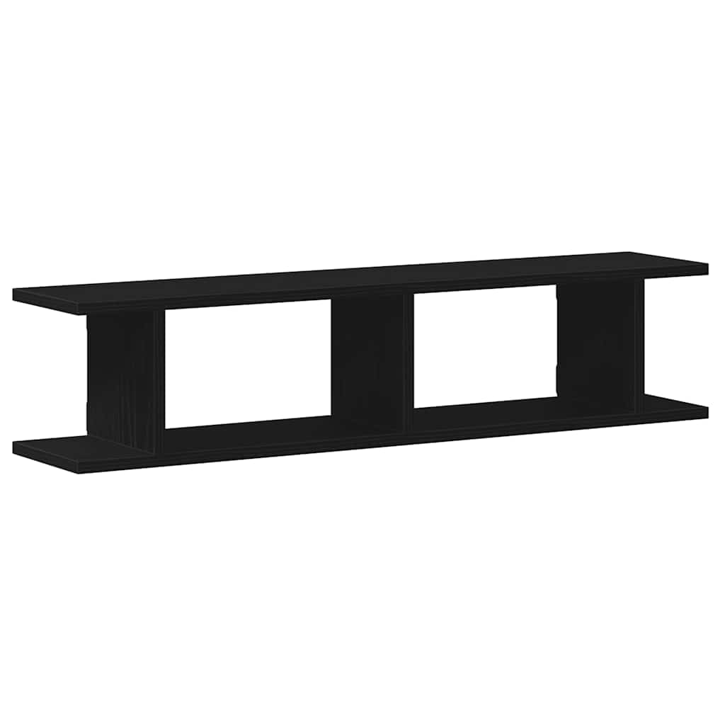 Mensole Da Parete 2 Pz In Truciolato Rovere Nero