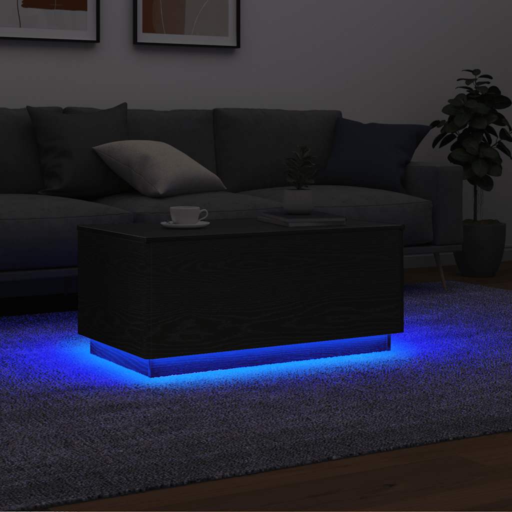Tavolino Da Soggiorno Con Luci Led 90X49X40 Cm