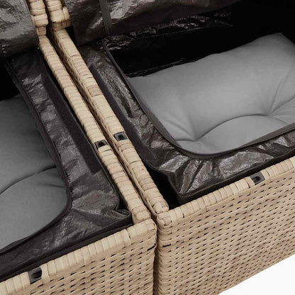 Set Divano Da Giardino 4 Pz Con Cuscini Beige In Polyrattan