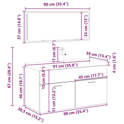 Set Mobili Da Bagno 3 Pz Legno Multistrato