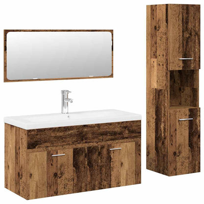Set Mobili Da Bagno 4 Pz In Legno Multistrato Legno Antico