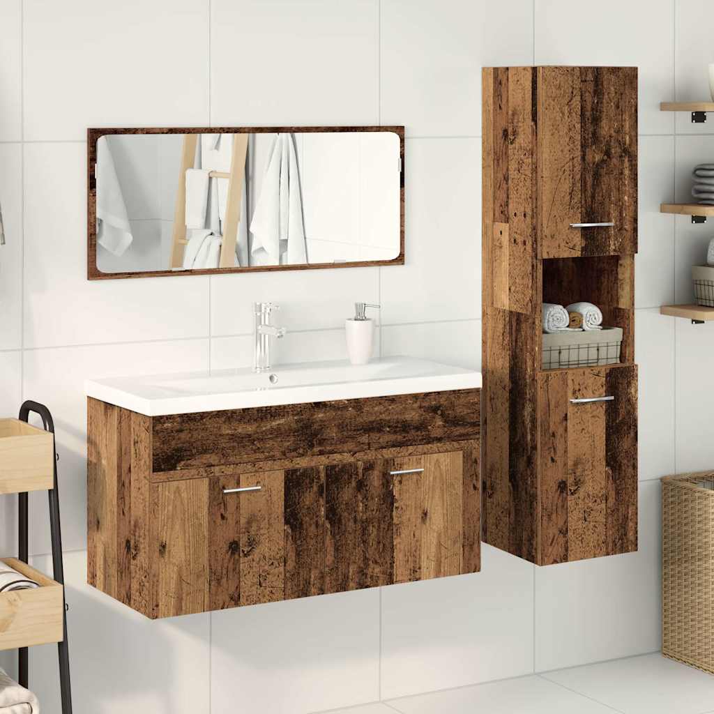 Set Mobili Da Bagno 4 Pz In Legno Multistrato Legno Antico