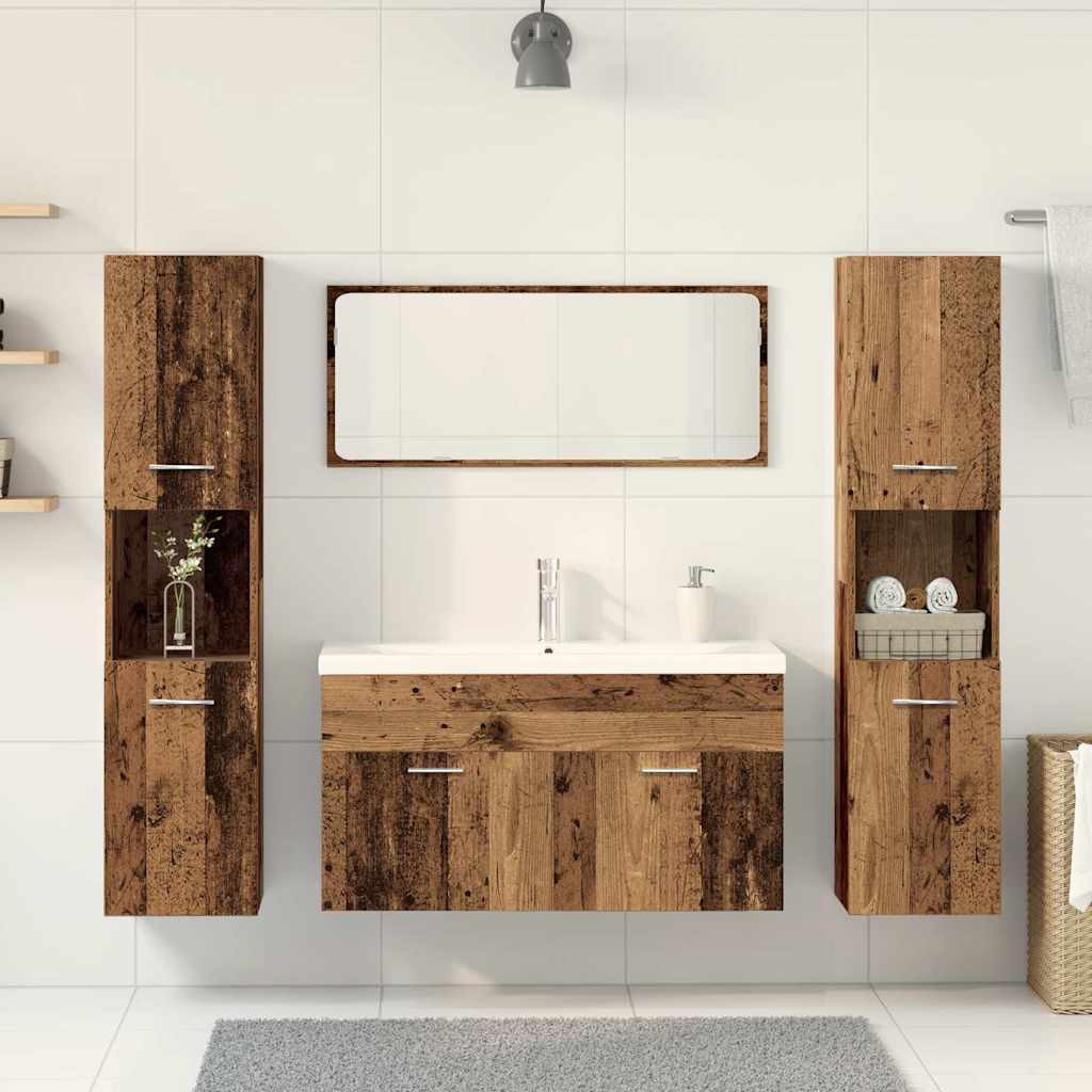 Set Mobili Da Bagno 5 Pz In Legno Multistrato Legno Antico