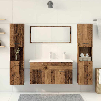 Set Mobili Da Bagno 5 Pz In Legno Multistrato Legno Antico