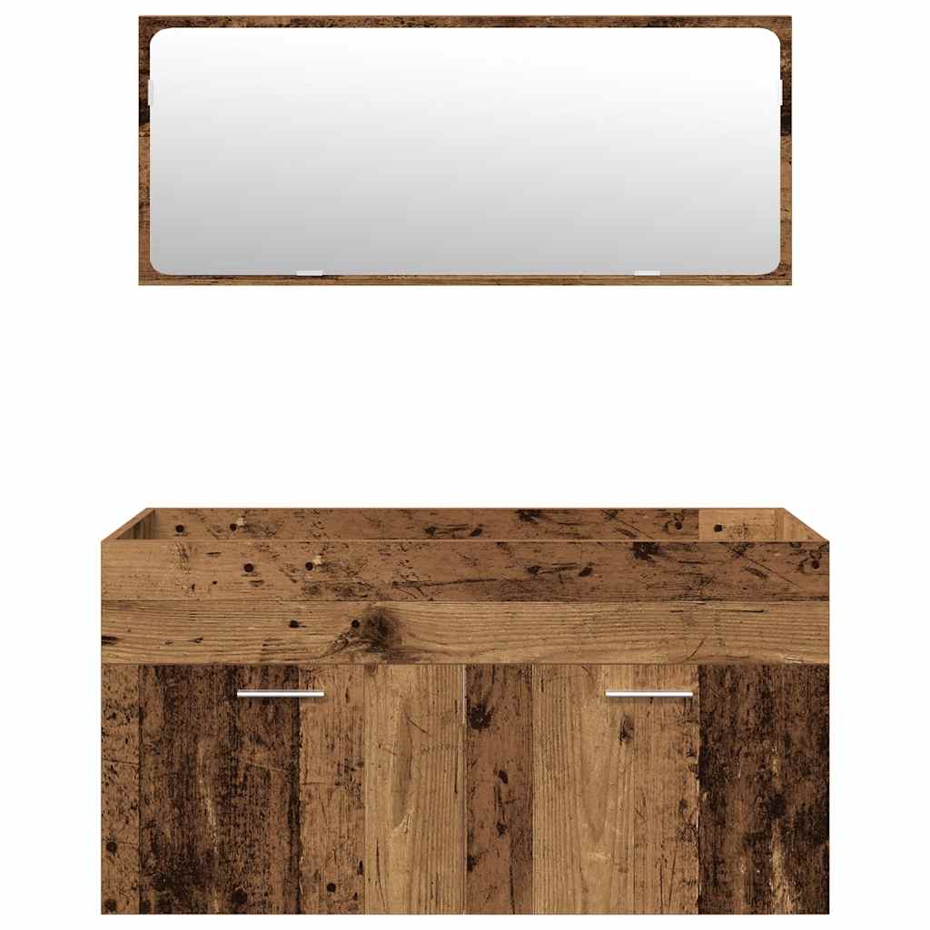 Set Mobili Da Bagno 5 Pz In Legno Multistrato Legno Antico