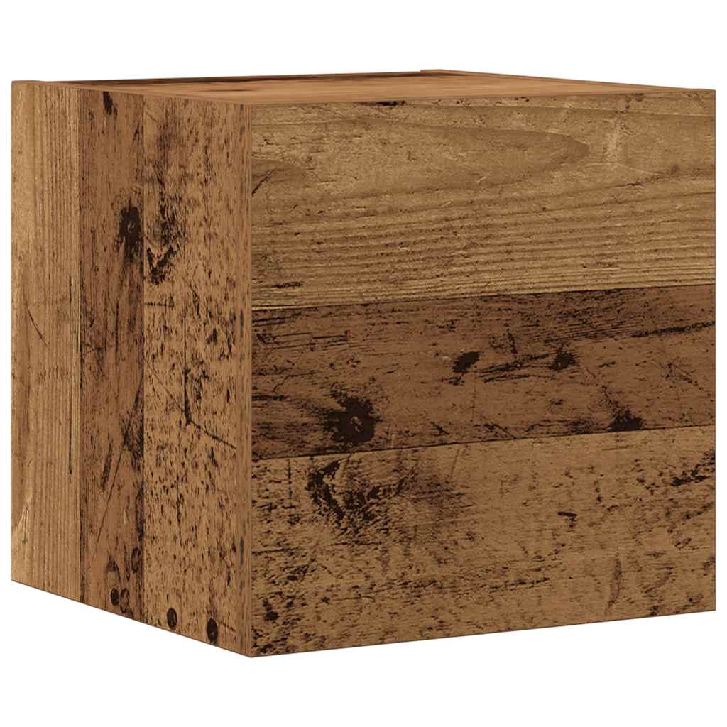 Set Mobile Tv 5 Pz Montato A Parete Legno Antico In Truciolato