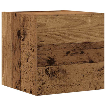 Set Mobile Tv 5 Pz Montato A Parete Legno Antico In Truciolato