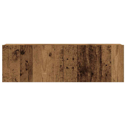 Set Mobile Tv 5 Pz Montato A Parete Legno Antico In Truciolato