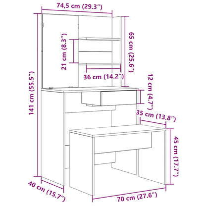 Set Tavolo Da Toeletta In Legno Multistrato