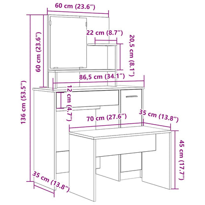Set Tavolo Da Toeletta In Legno Multistrato