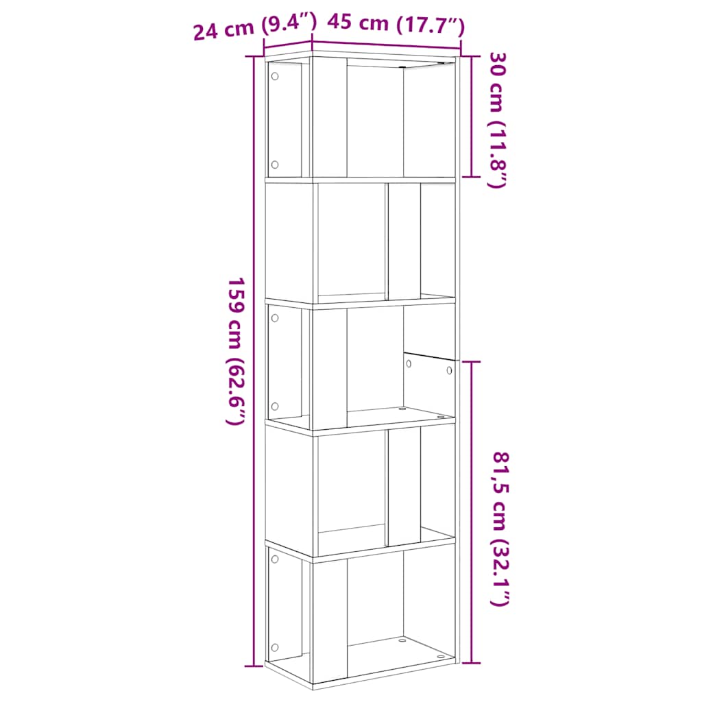 Libreria/Divisorio 45X24X159 Cm Legno Multistrato