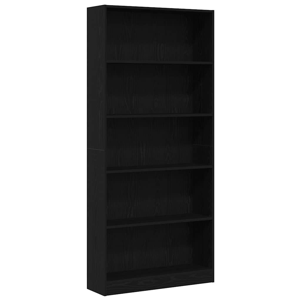 Libreria Rovere Nero 80X24X176 Cm In Legno Multistrato Rovere Nero