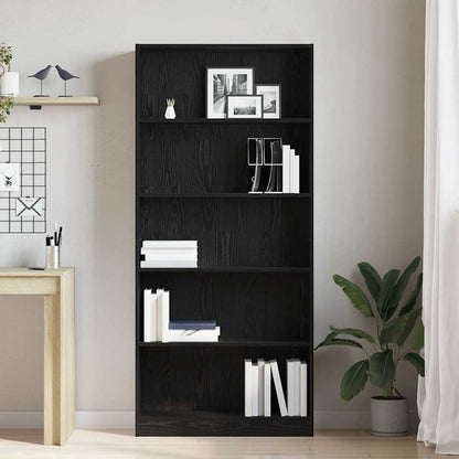 Libreria Rovere Nero 80X24X176 Cm In Legno Multistrato Rovere Nero