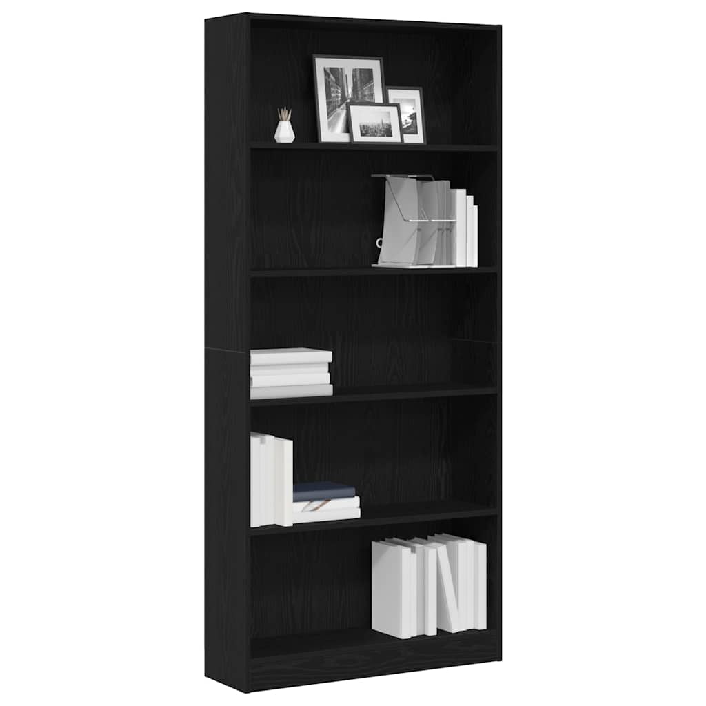 Libreria Rovere Nero 80X24X176 Cm In Legno Multistrato Rovere Nero