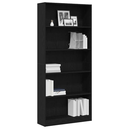 Libreria Rovere Nero 80X24X176 Cm In Legno Multistrato Rovere Nero