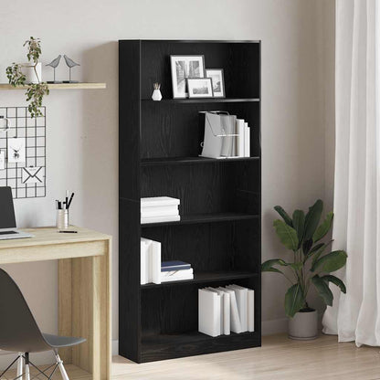 Libreria Rovere Nero 80X24X176 Cm In Legno Multistrato Rovere Nero