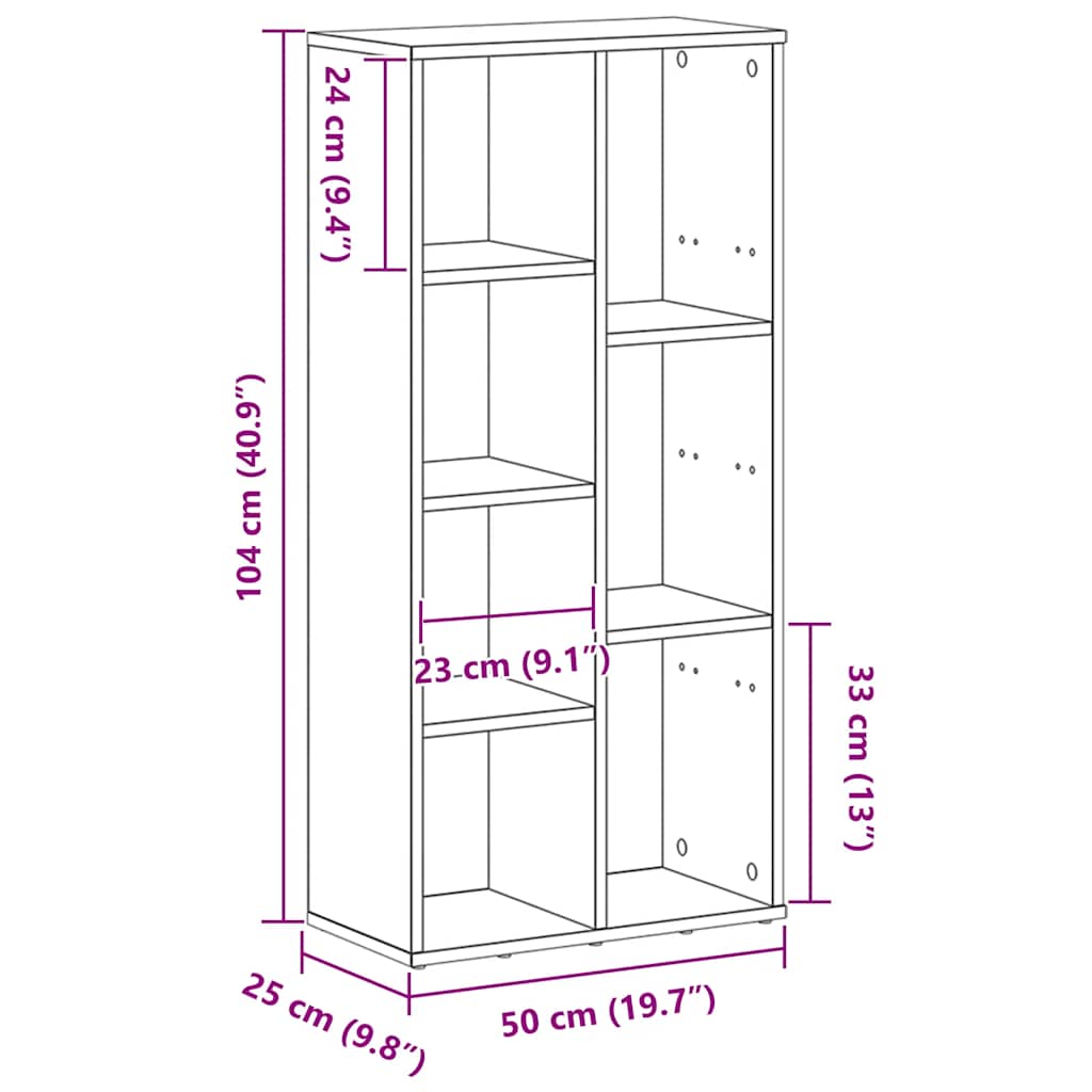 Libreria 50X25X104 Cm In Legno Multistrato