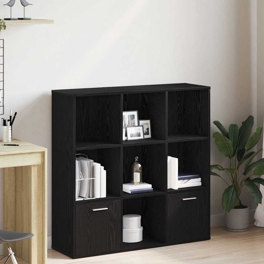 Libreria Nera 98X30X98 Cm In Legno Multistrato