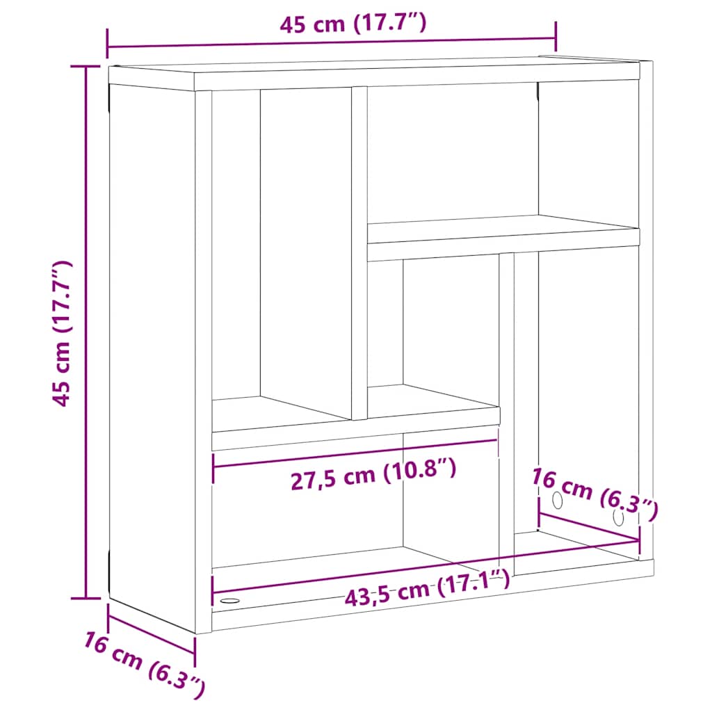 Scaffale A Parete 45X16X45 Cm In Truciolato