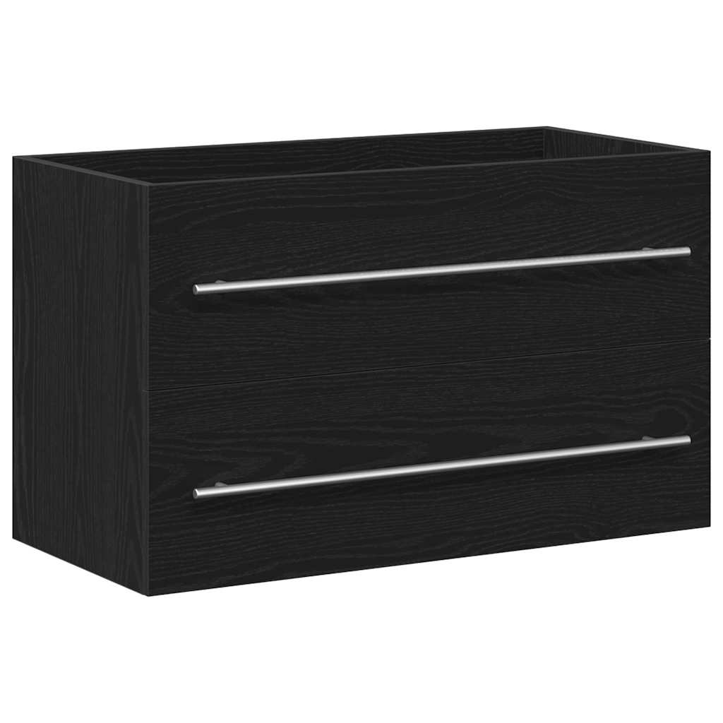 Mobile Lavabo Da Bagno 80X38,5X48 Cm In Truciolato Rovere Nero