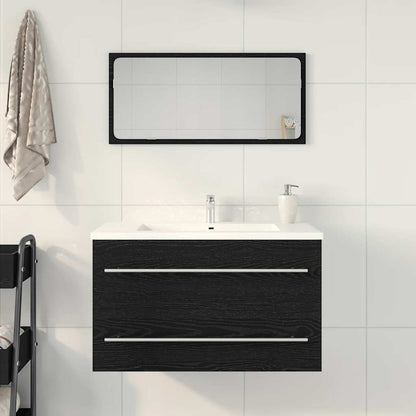 Mobile Lavabo Da Bagno 80X38,5X48 Cm In Truciolato Rovere Nero