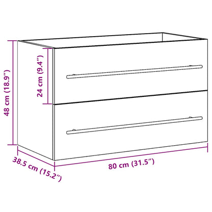 Mobile Lavabo Da Bagno 80X38,5X48 Cm In Truciolato Rovere Nero