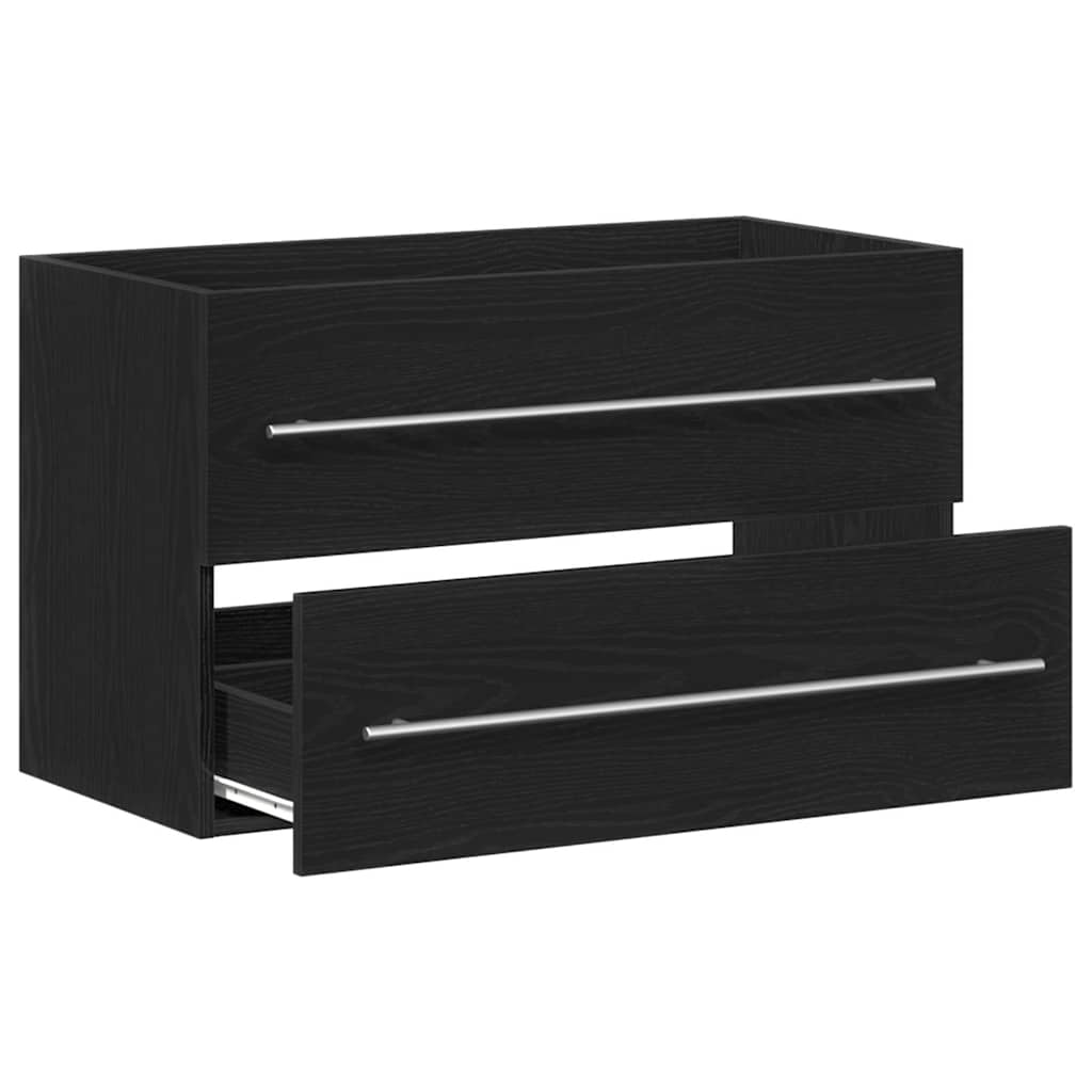 Mobile Lavabo Da Bagno 80X38,5X48 Cm In Truciolato Rovere Nero