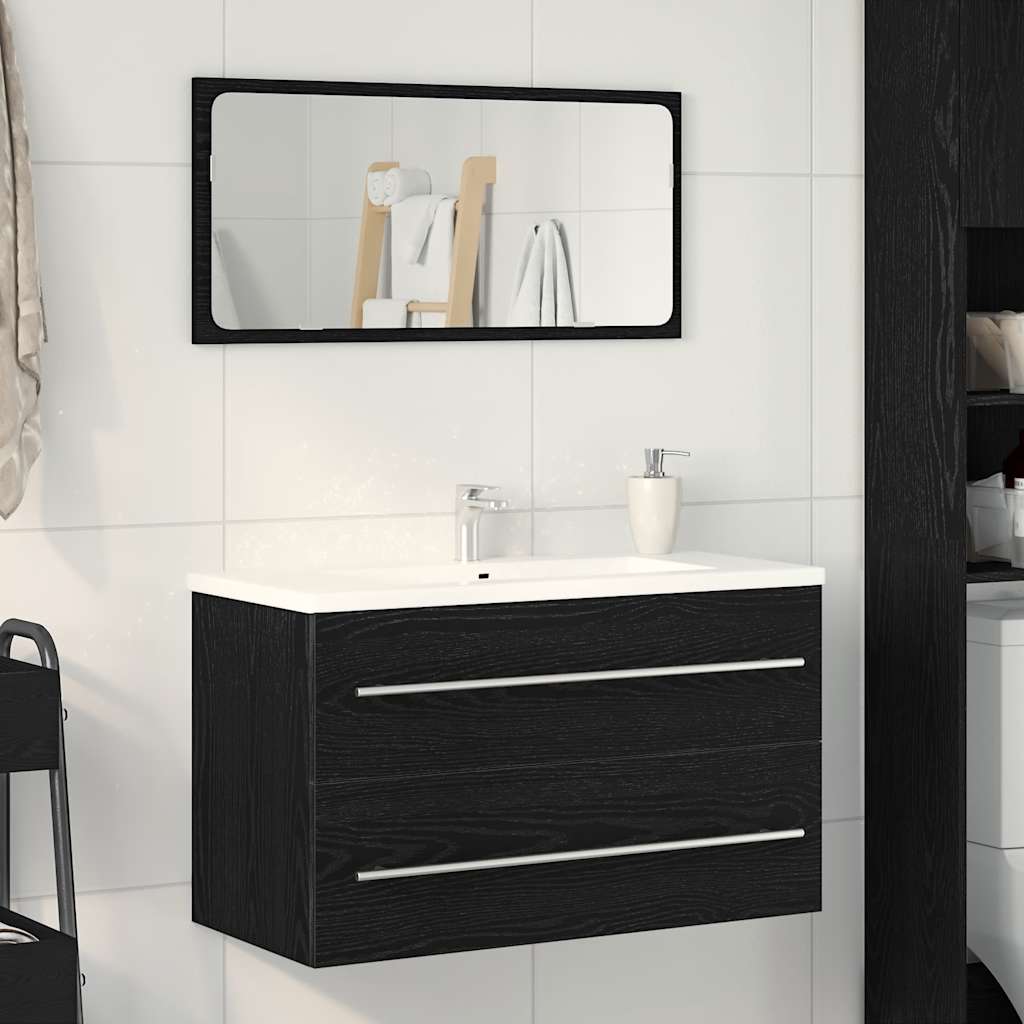 Mobile Lavabo Da Bagno 80X38,5X48 Cm In Truciolato Rovere Nero