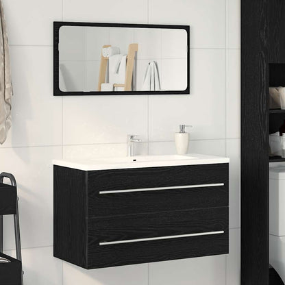 Mobile Lavabo Da Bagno 80X38,5X48 Cm In Truciolato Rovere Nero