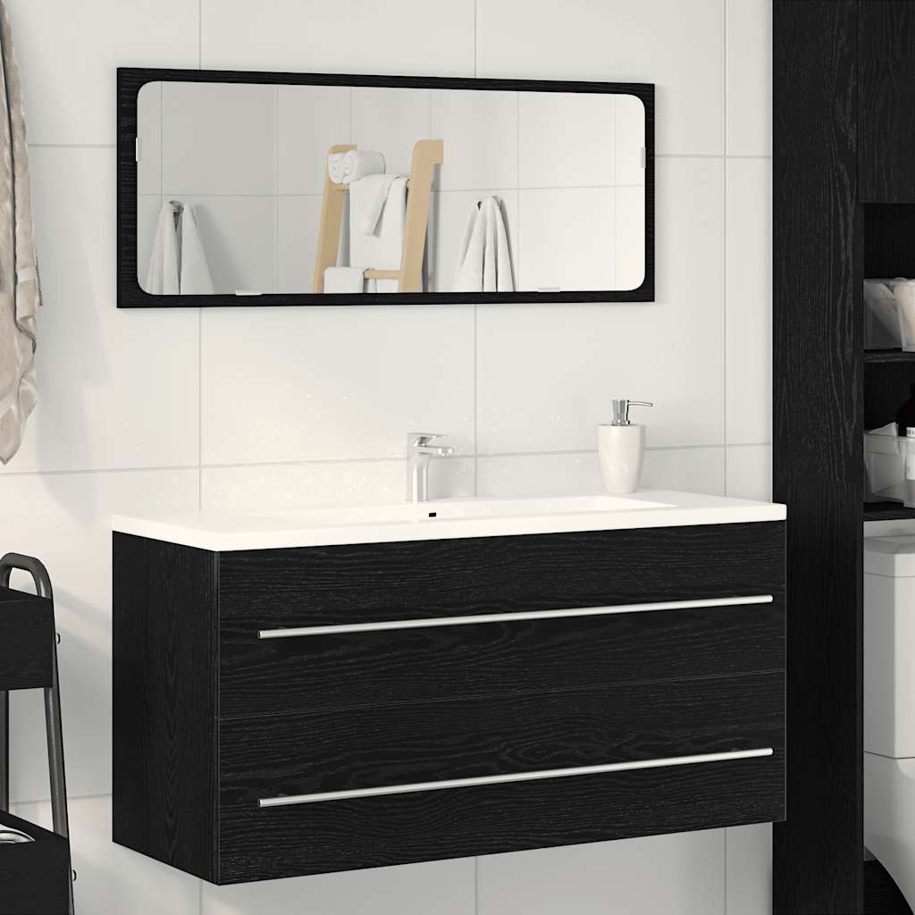 Mobile Lavabo Da Bagno 80X38,5X48 Cm In Truciolato Rovere Nero