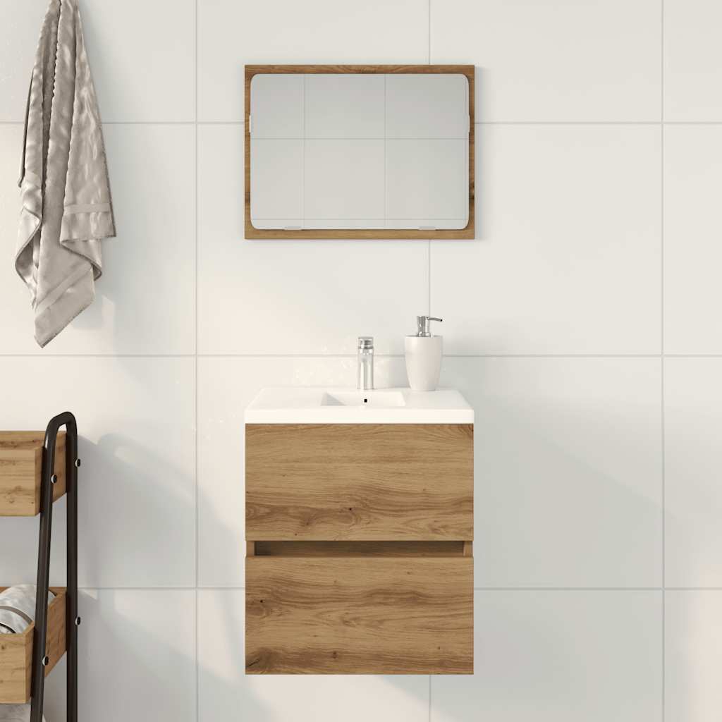 Mobile Lavabo Bagno Artigianale 41X38,5X45 Cm In Truciolato Rovere Artigianale