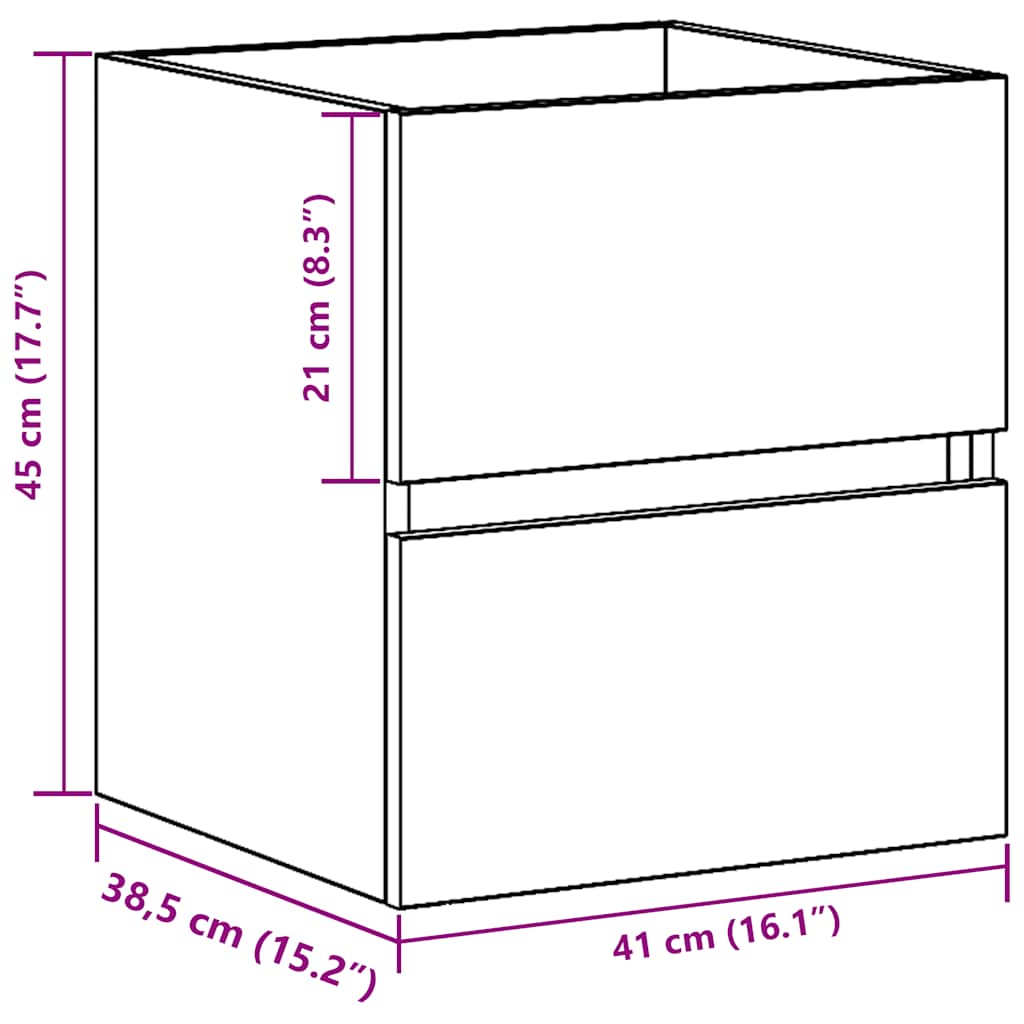 Mobile Lavabo Bagno Artigianale 41X38,5X45 Cm In Truciolato Rovere Artigianale