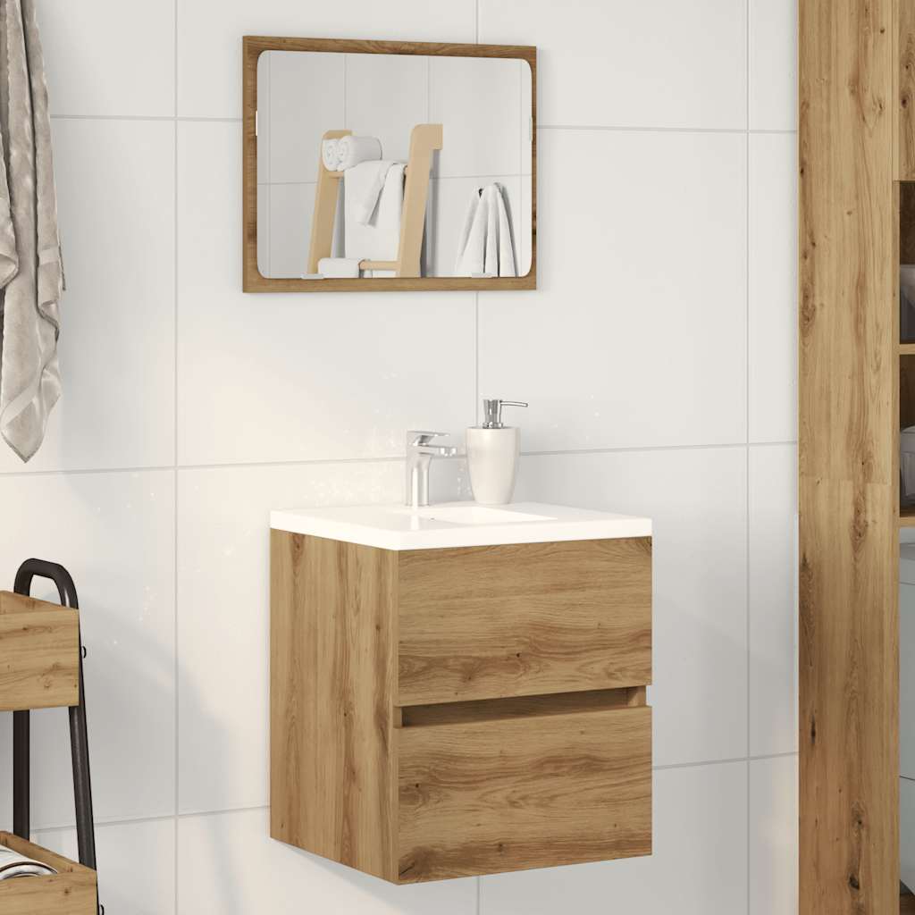 Mobile Lavabo Bagno Artigianale 41X38,5X45 Cm In Truciolato Rovere Artigianale