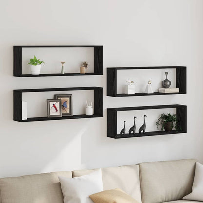 Mensole Parete A Cubo 2 Pz Truciolato Rovere Nero