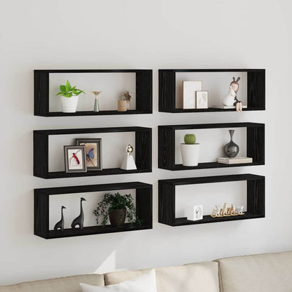 Mensole Parete A Cubo 2 Pz Truciolato Rovere Nero