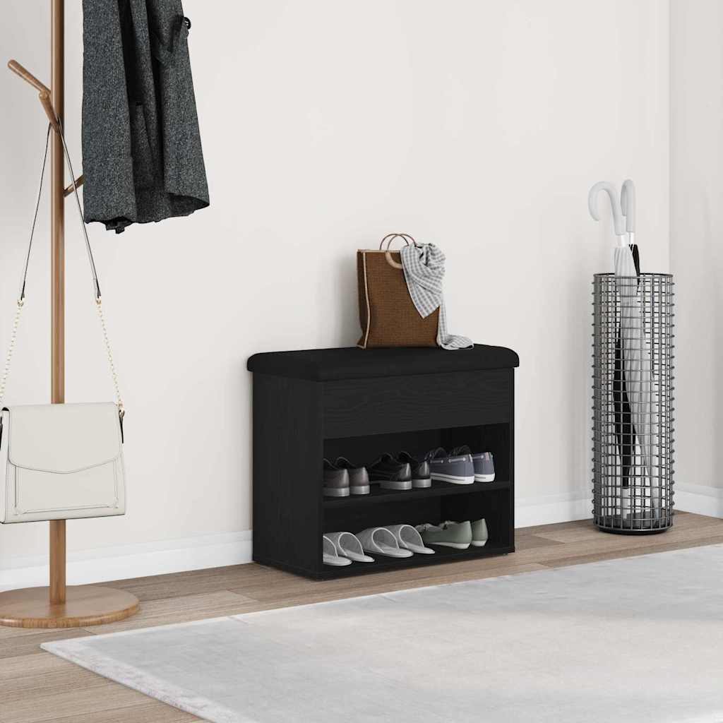 Panca Porta Scarpe Nera 62X32X50 Cm In Legno Multistrato