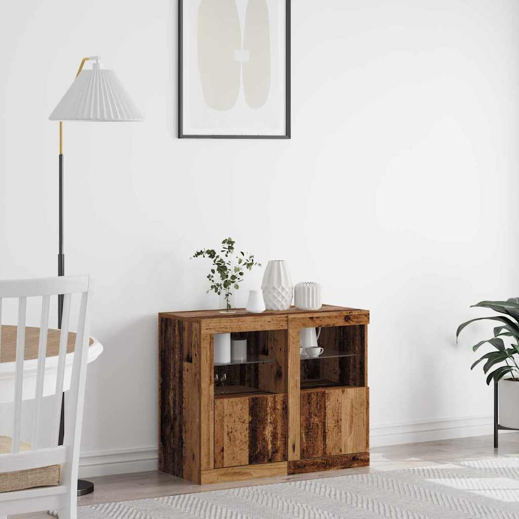 Armadietti Con Luci Led 2Pz Bianchi In Legno Multistrato